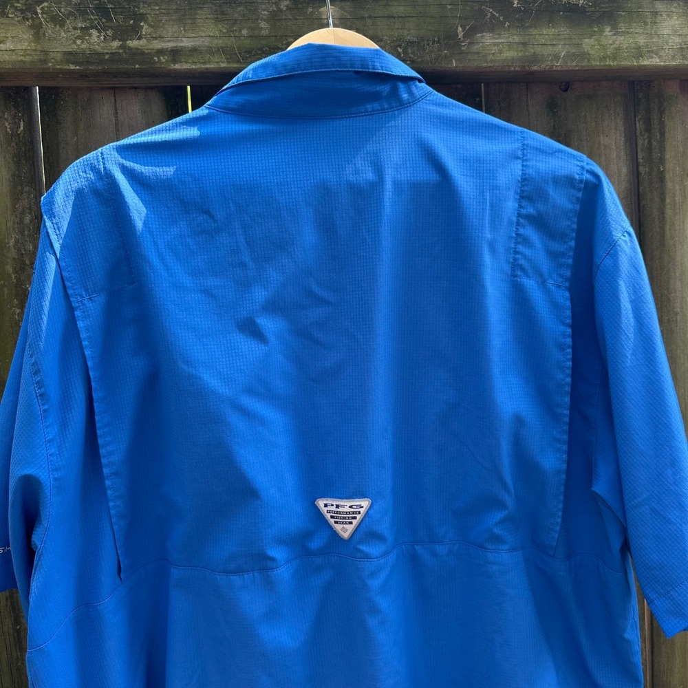 Columbia PFG‎ Tamiami II Blue Short Sleeve Fishing Shirt Sz XL Ripstop Gorpcore - Picture 8 of 10